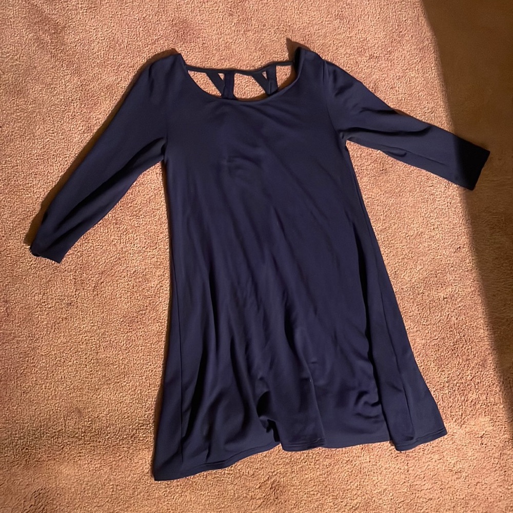 Blue Long Sleeve Dress with Back Detail